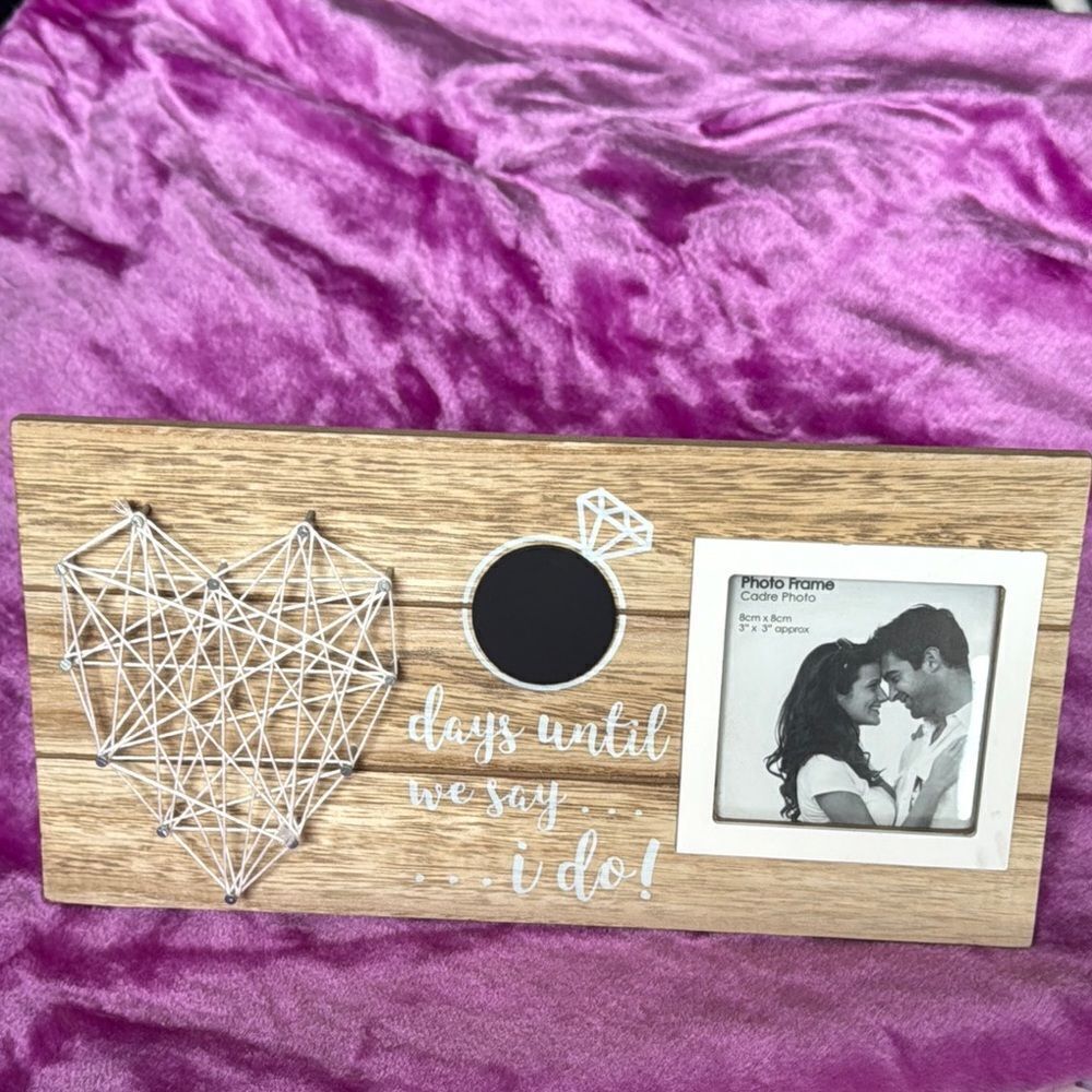 Rustic Wood Photo Frame with Heart String Art